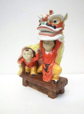 石湾陶瓷公仔工艺品家居童趣装饰摆件美术商务送礼喜庆舞醒狮采青