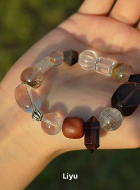 Liyu Liyu Lingyao水晶手链天然黄水晶白色水晶珠复古女性珠宝