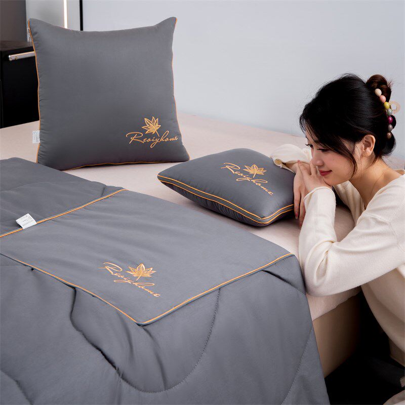 全棉夏季抱枕被子两用二合一车用午睡毯子枕头夏凉空调被汽车靠枕 - 图2