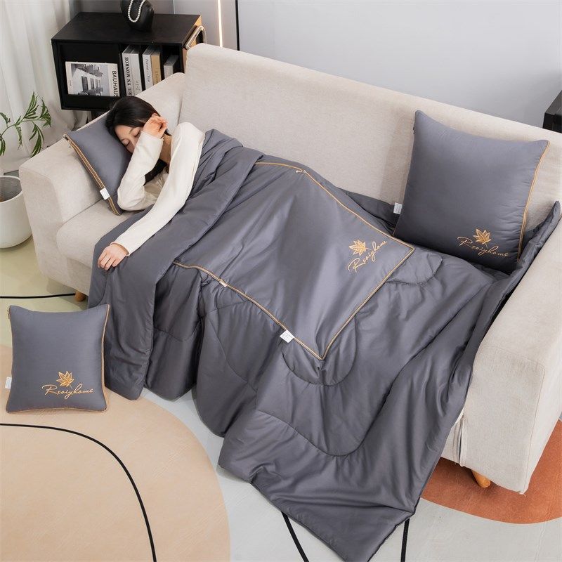 全棉夏季抱枕被子两用二合一车用午睡毯子枕头夏凉空调被汽车靠枕 - 图1