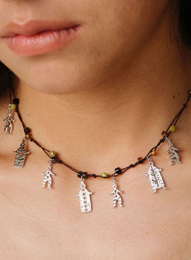 GLYPHS/符界纳西族热美磋跳舞小人编绳锁骨链