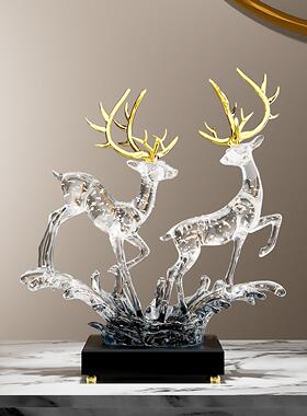 风生水起招财鹿摆件轻奢高档客厅玄关电视柜酒柜装饰乔迁新居礼物