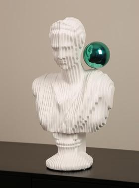 现代轻奢吹泡泡少女雕塑摆件极简人物雕像客厅电视柜艺术装饰送礼