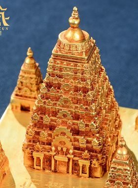藏村正觉塔佛塔摆件铜鎏