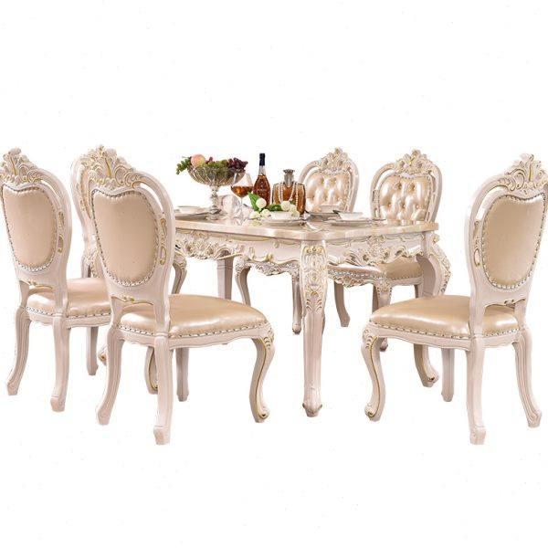 欧式大理石餐桌椅组合大小户型实木雕花餐厅饭桌子家用长方形餐台,淘宝优惠券,粉丝福利购,淘宝优惠卷
