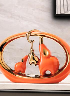 创意大象摆件玄关客厅电视柜酒柜装饰品家居陶瓷轻奢乔迁新居礼品