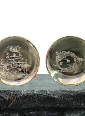 假山喷泉流水球配件鱼缸转运盘景摆件中式玻璃珠水晶球