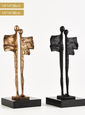 现代金属轻奢创意人像雕塑摆件抽象艺术品现代客厅酒柜玄关小摆设