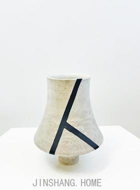现代简约灰色手作陶瓷花瓶ins风客厅装饰花器售楼处摆件民宿粗陶