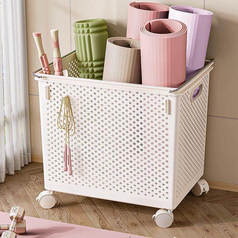 瑜伽垫收纳筐带轮家用运动健身器材夹缝收纳篮泡沫轴球拍置物架子,淘宝优惠券,粉丝福利购,淘宝优惠卷