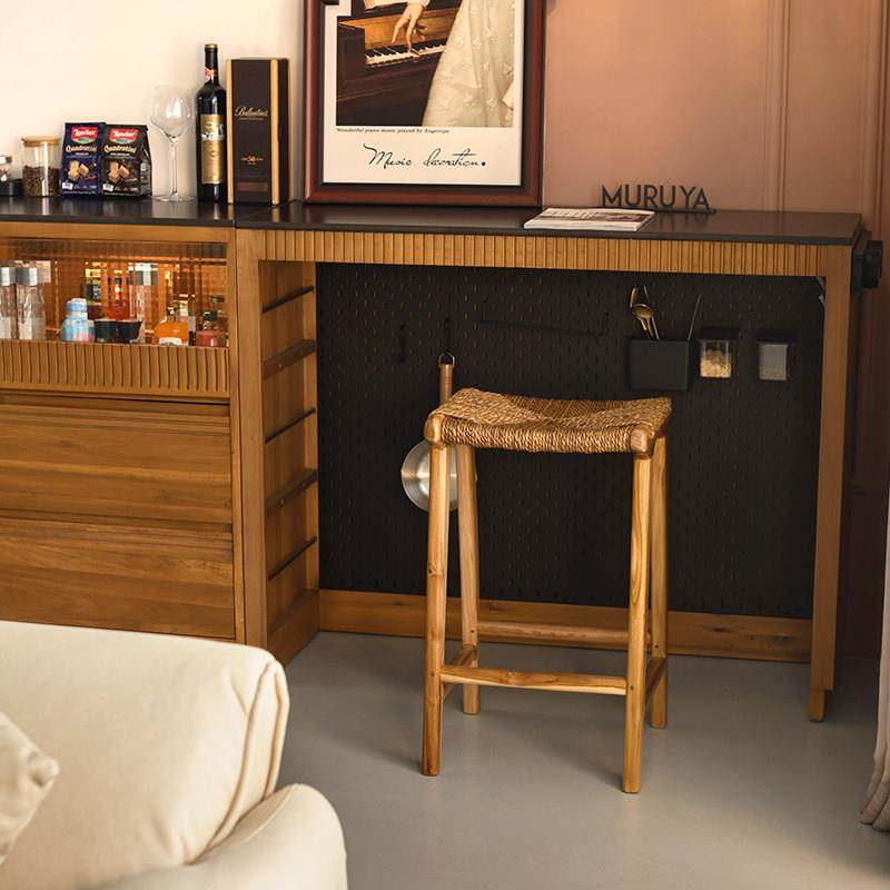 印尼进口北欧实木高脚凳南洋风吧台凳藤编岛台椅ins家用酒店椅子,淘宝优惠券,粉丝福利购,淘宝优惠卷