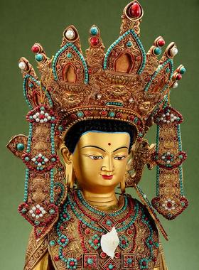 藏村全鎏金《觉沃佛》室内家用精工铜《释迦牟尼12岁等身像》铜像