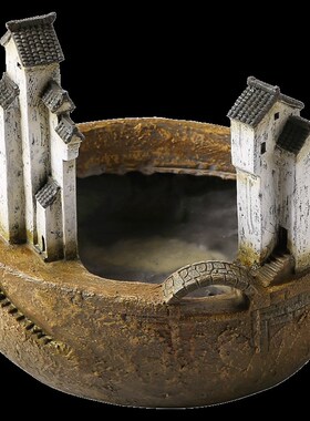 雨打青砖脆,墨洒江南巷!新年书房装饰摆件茶几茶洗鱼缸