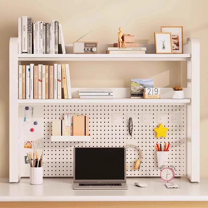 Desktop storage shelf hole board shelf desk iron art bookshelf office computer desk multi-layer storage rack organization rack