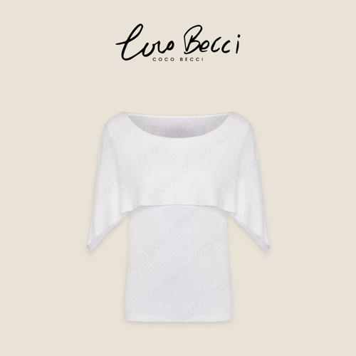 COCO BECCI【天丝斗篷小衫】100莱赛尔假两件斗篷针织衫上衣女夏 - 图3