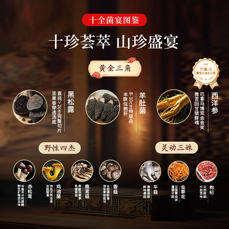 野鲜君黑松露菌菇包羊肚菌西洋参煲汤蛹虫草香菇枸杞山珍干货送礼,淘宝优惠券,粉丝福利购,淘宝优惠卷