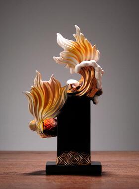 轻奢家居装饰品年年有余办公室摆件客厅酒柜电视柜锦鲤鱼乔迁礼物