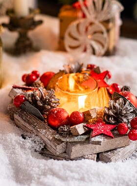 掬涵圣诞树圣诞节花环烛台桌面豪华摆件美式装饰商场橱窗节日用品