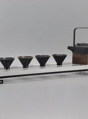 新中式陶瓷茶具套装摆件酒店售楼处样板房间客厅茶几书房软装饰品