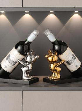 红酒架摆件暴力熊搬家乔迁礼物玄关客厅电视酒柜餐边柜家居装饰品