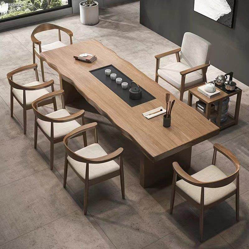 现代简约实木茶桌茶盘一体泡茶桌椅组合新中式轻奢家用茶台大板桌,淘宝优惠券,粉丝福利购,淘宝优惠卷