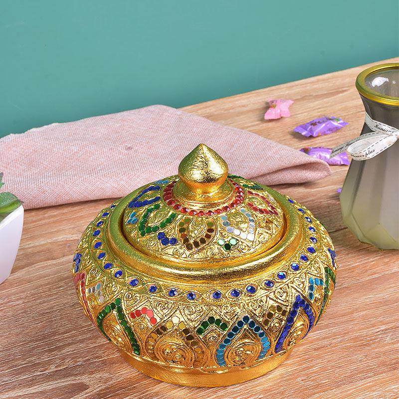 实木收纳罐泰式琉璃棉签收纳盒家用中式客厅茶几餐厅木质糖果盒,淘宝优惠券,粉丝福利购,淘宝优惠卷