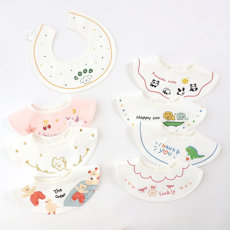 Baby bibs, baby cartoon embroidery waterproof bibs, newborn combed cotton saliva napkins, children's bibs, eating pockets