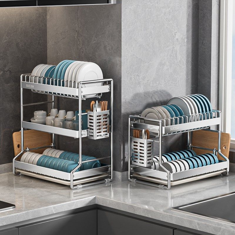 304不锈钢碗碟沥水架多层厨房水池晾放碗盘子收纳置物架加大容量,淘宝优惠券,粉丝福利购,淘宝优惠卷