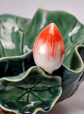 石湾公仔陶瓷荷花莲藕荷叶手工家居摆件饰品喜结莲理果盘创意礼品