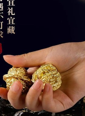 黄铜手工实心核桃手把玩件纯铜老文玩茶宠桌面摆件老年人健身球