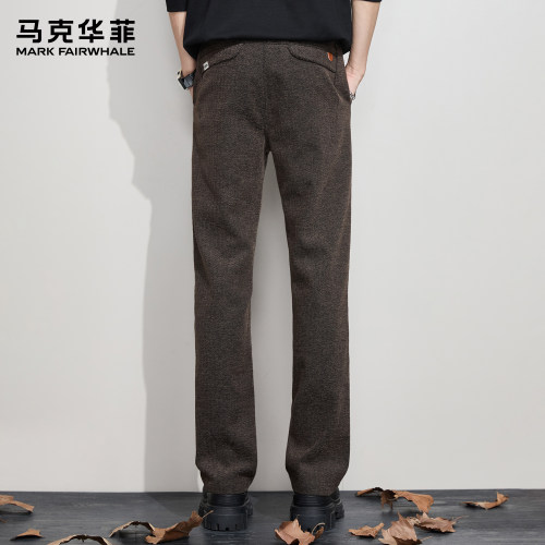 马克华菲休闲裤男新款春季新款轻奢老钱风复古重磅宽松抗皱西装裤 - 图2