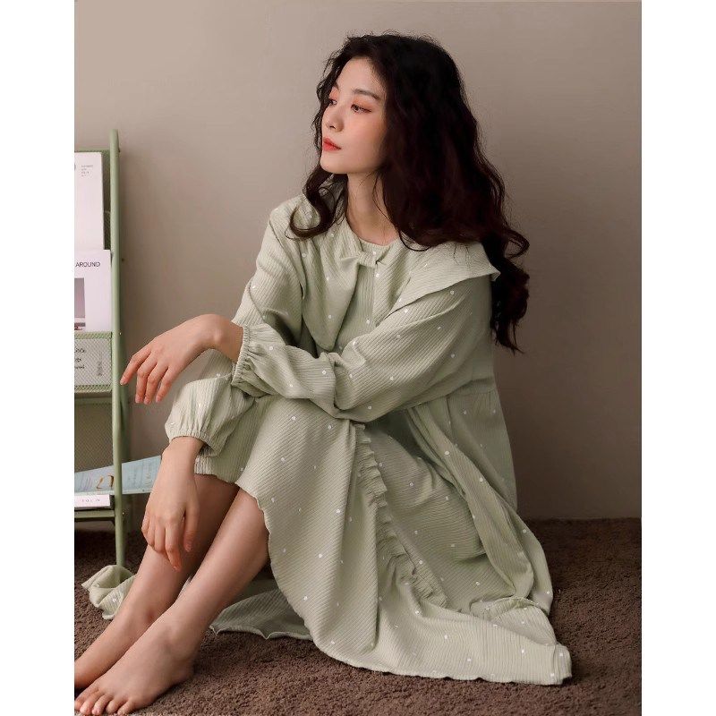 2024新款少女睡裙春秋季秋冬纯棉长袖甜美可爱娃娃领宽松大码睡衣,淘宝优惠券,粉丝福利购,淘宝优惠卷