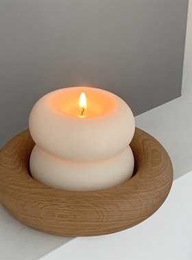 秘密卡车实木摆件日式圆形榉木置物盘钥匙收纳咖啡馆民宿桌面装饰