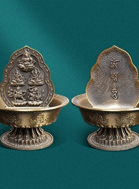 纯铜水财神像供水碗具用品密宗五姓财神堂供奉五方财神摆件