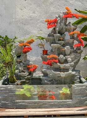 户外庭院花园假山流水喷泉别墅造景鱼池阳台水池循环水招财摆件