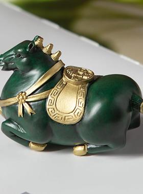 黄铜会马上赚钱处理件生肖马年茶宠物饰品家庭客厅办公室桌面装饰