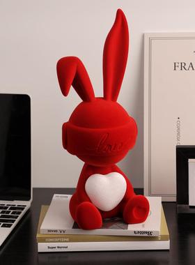 贝汉美轻奢高级感小众兔子台灯摆件客厅玄关电视柜装饰品结婚礼物