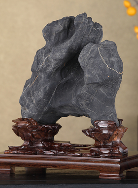 顶爷奇石原石靠山收藏灵璧石摆件