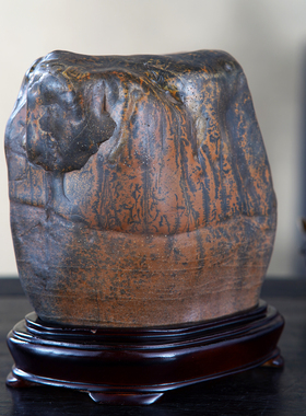 顶爷奇石原石靠山收藏彩陶石摆件