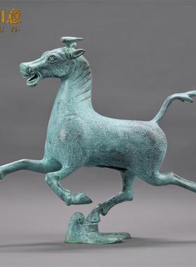 纯铜马摆件家居仿古青铜器马踏飞燕送领导办公室工艺品招财铜奔马