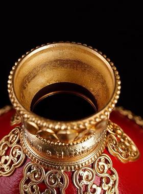 亚青纯铜手摇底座红皮手摇转金轮底座转金筒金色底座大小号