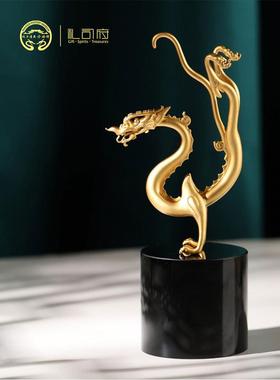 陕历博铜腾龙文创摆件工艺品办公桌面饰品礼盒装企业商务礼品