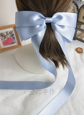 陈都灵同款蓝色蝴蝶结发饰