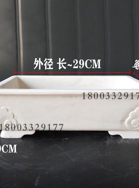 石雕汉白玉盆景盆微景观盆t景底托假山石底座天然石长方形花盆鱼