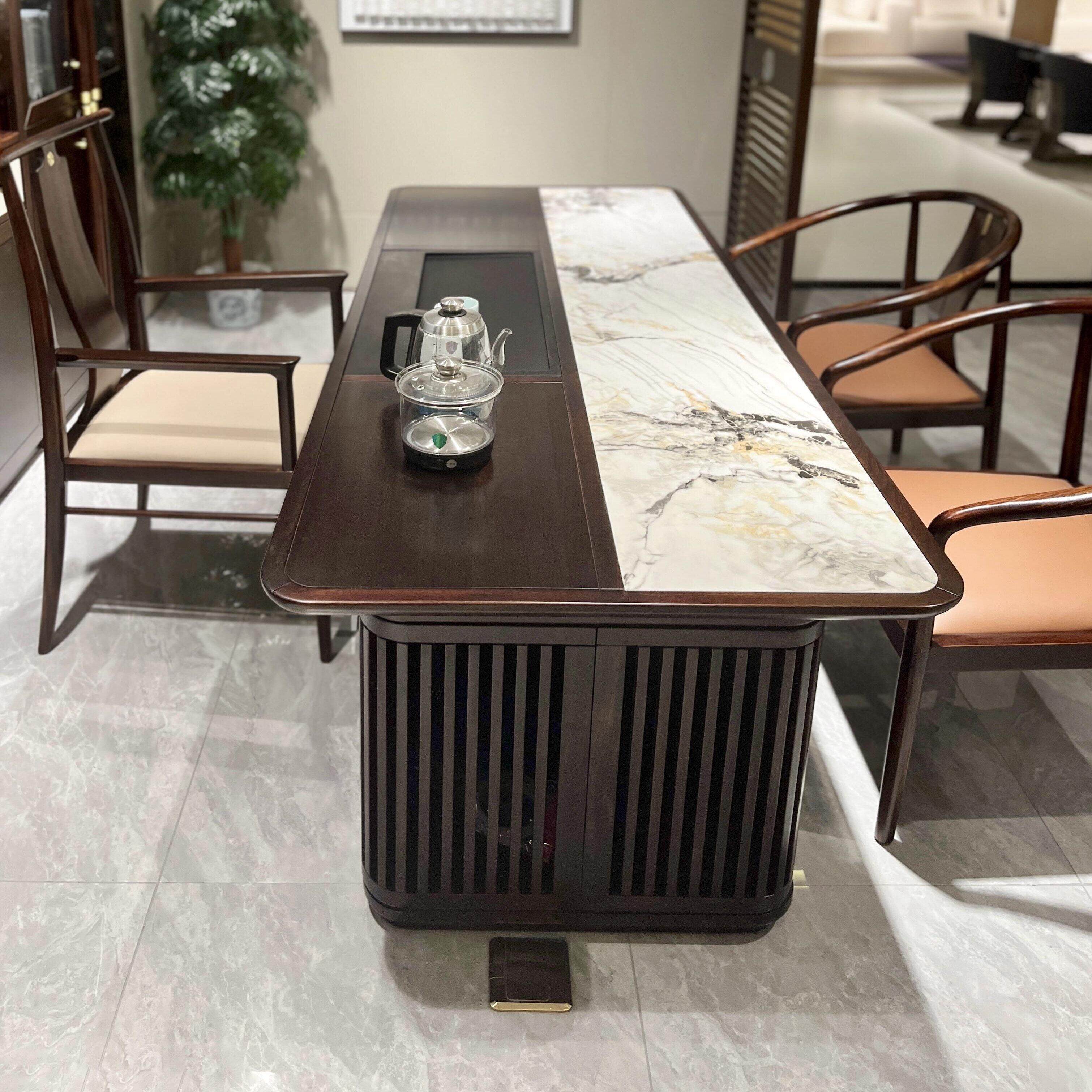 新中式实木茶桌椅组合客厅家用黑胡桃木泡茶桌办公室茶台茶几家具,淘宝优惠券,粉丝福利购,淘宝优惠卷