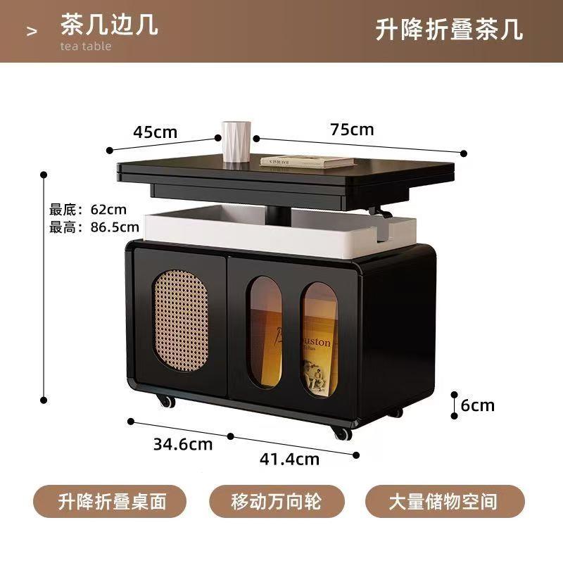 实木茶几可移动升降折叠客厅家用角几小户型推车沙发边几储物书桌 - 图2