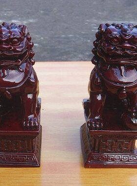 护宅石雕刻狮子双狮看门大号石狮子守门神摆件17cm石材