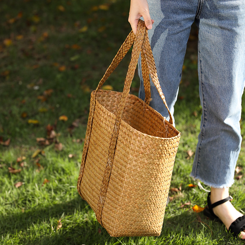 网红手提ins菜篮子购物篮藤编编织买菜水果道具野餐用品宠物提篮,淘宝优惠券,粉丝福利购,淘宝优惠卷