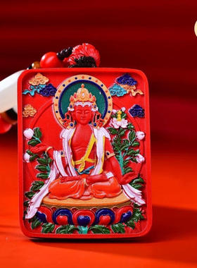 原矿朱砂彩绘八大守护神吊坠子高含量紫金砂帝王红砂项链国风吊坠