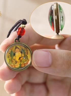 吊坠文殊菩萨四臂观音挂坠绿度母项链藏式唐卡手机包包挂饰菩提